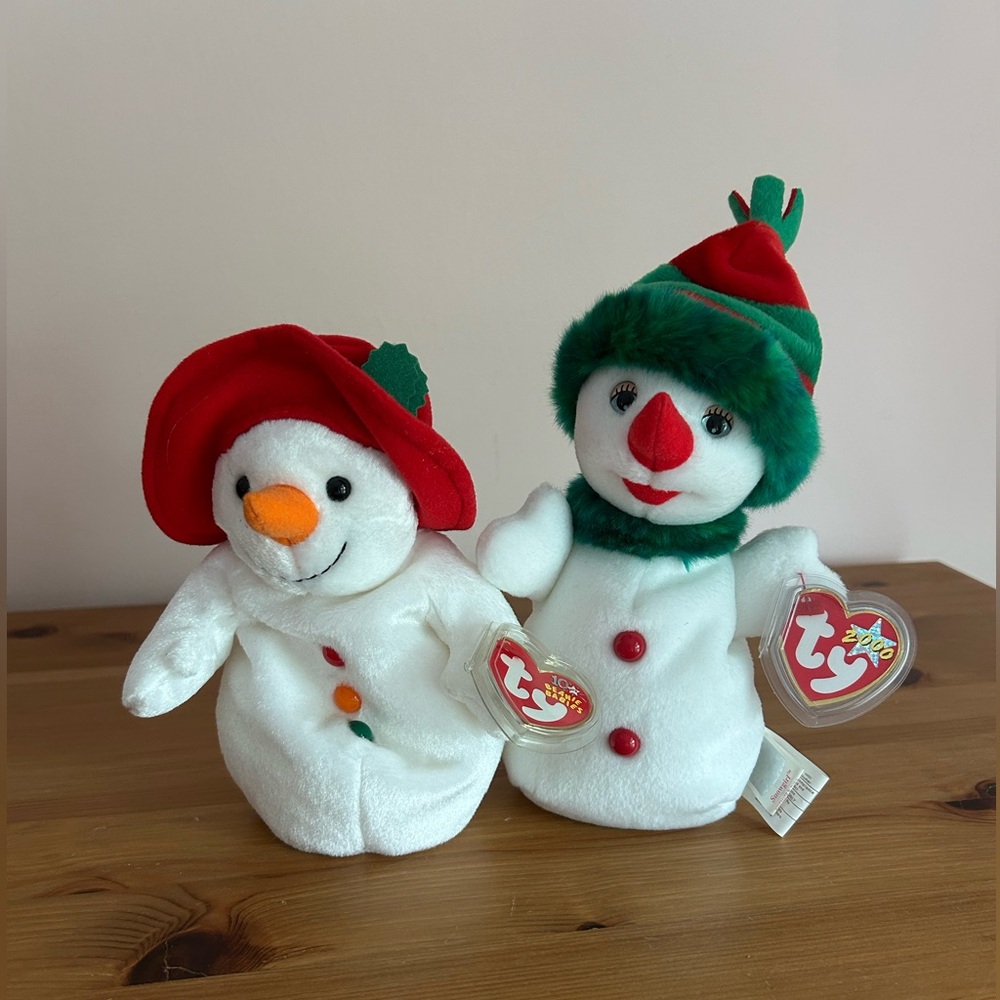 Ty Beanie Babies “Snowgirl” & “Chillin” Snowmen